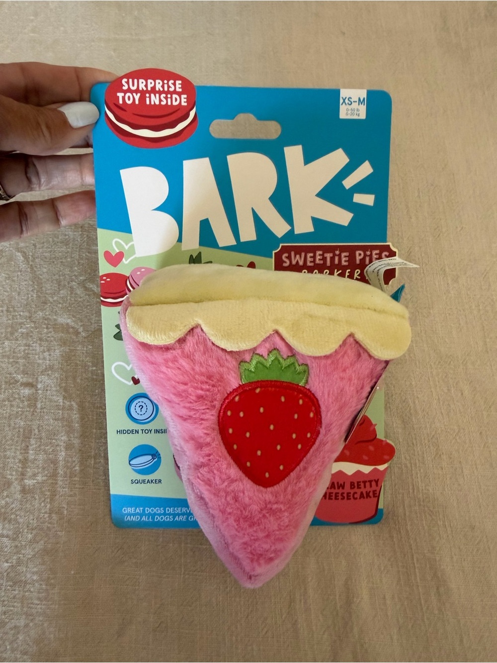 Bark Pink Strawberry Slice Plush Toy with Cream Crust